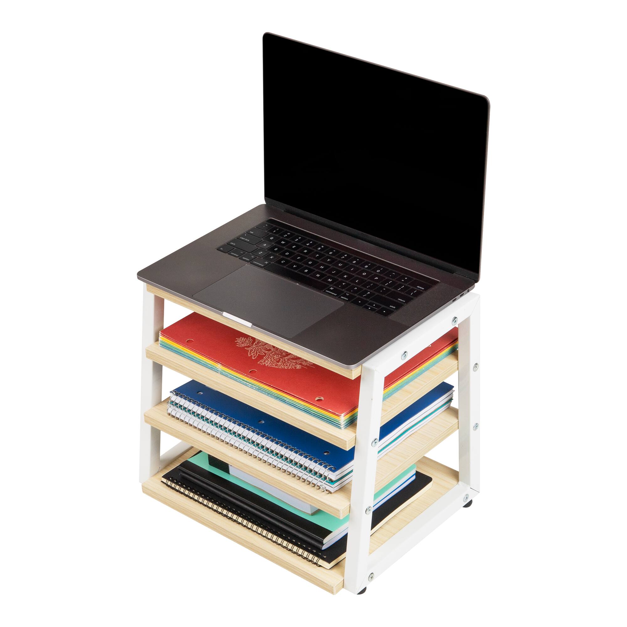 Mind Reader 4-Tier Desk Organizer, File Storage, Documents, Office, Metal, MDF, White